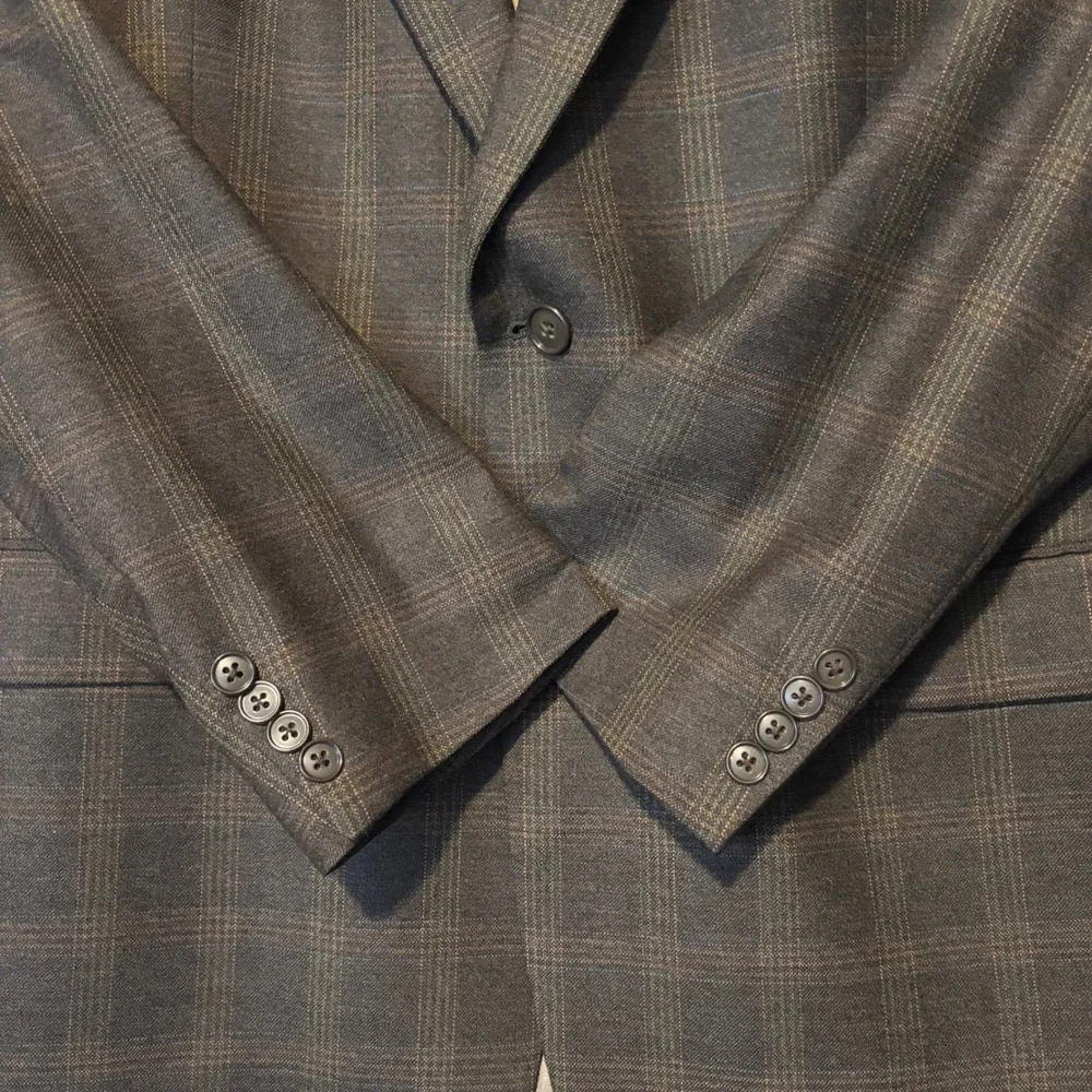 Hart Schaffner Marx Men's 44S Blazer Sport Coat Brown Plaid Wool‎ Blend USA Made